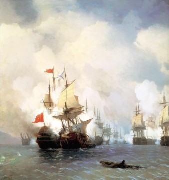 battle of chios on 24 june 1770 1848 Romantic Ivan Aivazovsky Russian Oil Paintings